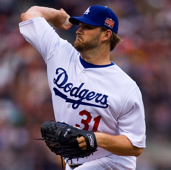 Brad Penny of the Los Angeles Dodgers and National League in action during the All Star Game against the American League at AT&T Park in San Francisco, California on July 10, 2007. (Photo by Brad Mangin)