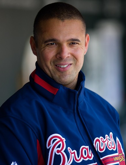 Javier Vazquez of the Atlanta Braves watches from the dugout against the San Francisco Giants during the game at AT&T Park on May 25, 2009 in San Francisco, California. (Photo by Brad Mangin)