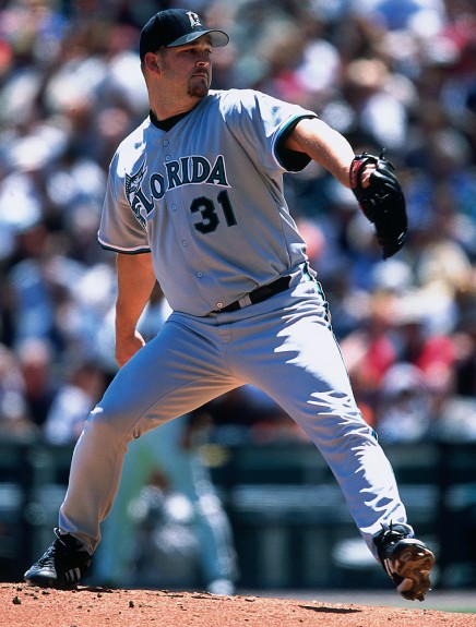 Brad Penny of the Florida Marlins in action during a game against the San Francisco Giants at Pacific Bell Park in San Francisco, California on May 18, 2002. (Photo by Brad Mangin)